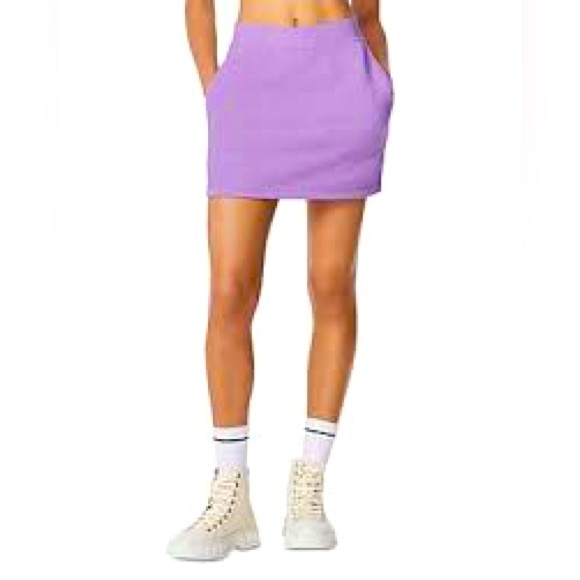 HERVE LEGER  COTTON KNIT LOGO SKIRT IN WISTERIA SIZE S NWT💜 - Picture 3 of 14